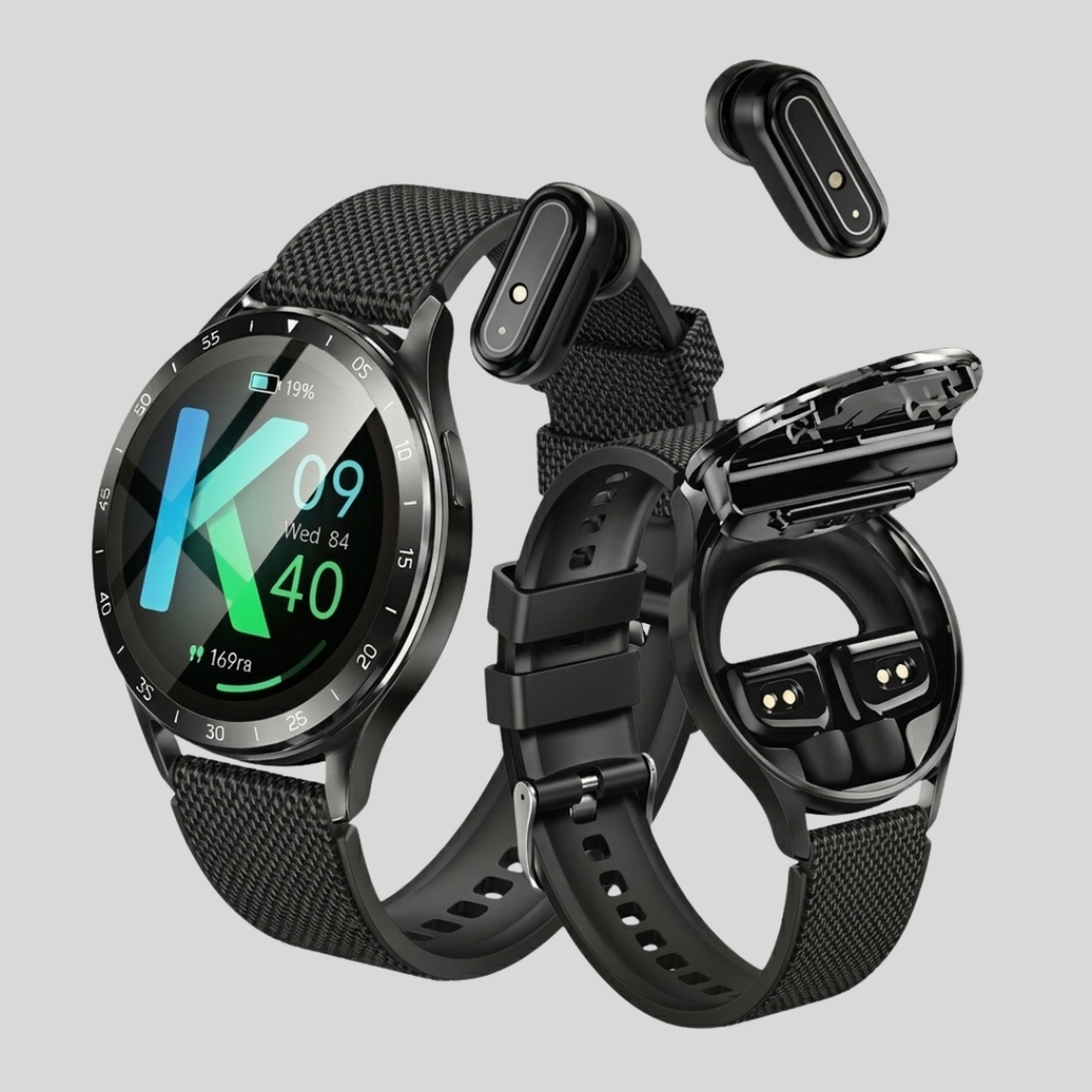 GT5 Smartwatch with Built-in TWS Earbuds – 2-in-1 Bluetooth Calling, Health Tracking & Sports Mode