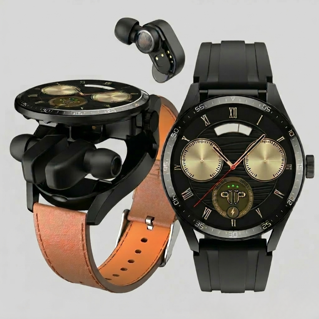 GT5 Smartwatch with Built-in TWS Earbuds – 2-in-1 Bluetooth Calling, Health Tracking & Sports Mode