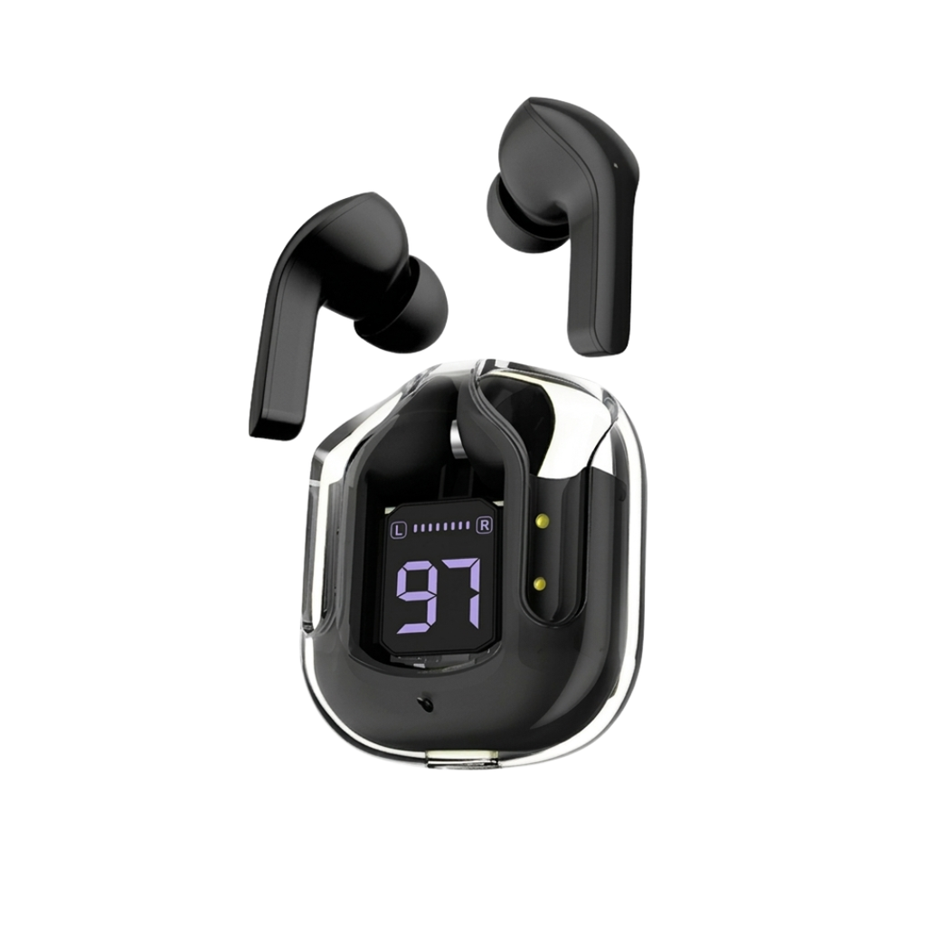 Air31 Transparent Wireless Earbuds - Bluetooth 5.3 with LED Digital Battery Display & Hi-Fi Deep Bass