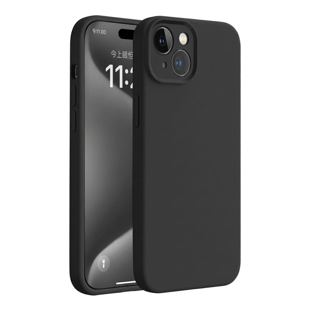 Premium Matte Black Silicone Case for iPhone 15 - Soft-Touch Protective Cover with Microfiber Lining