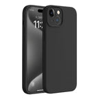 Premium Matte Black Silicone Case for iPhone 15 - Soft-Touch Protective Cover with Microfiber Lining