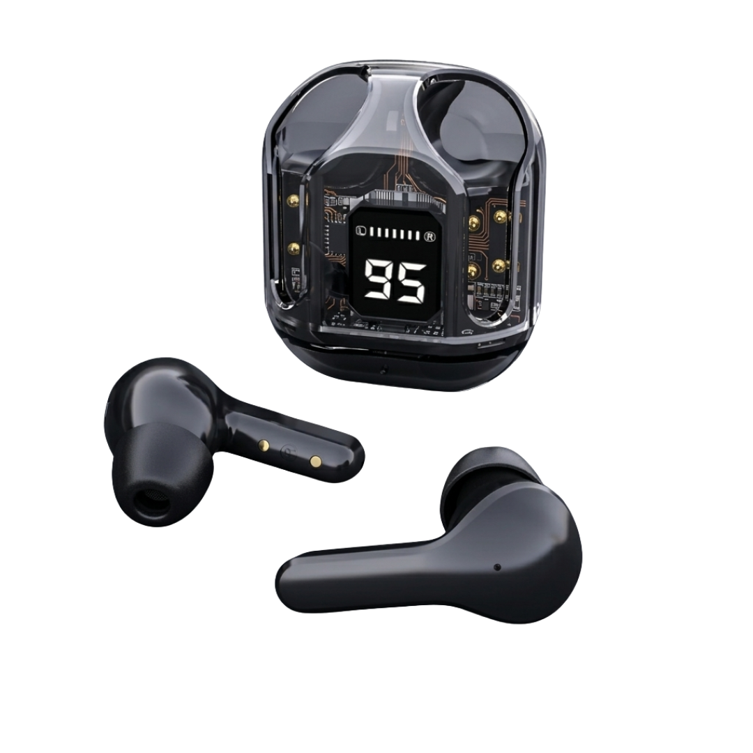 Air31 Transparent Wireless Earbuds - Bluetooth 5.3 with LED Digital Battery Display & Hi-Fi Deep Bass
